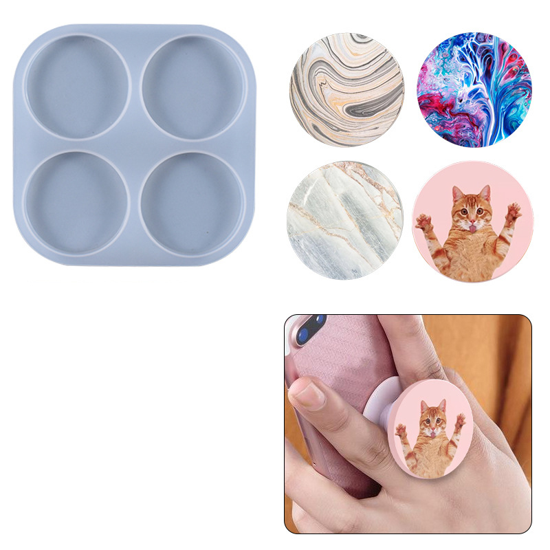 Wholesale Round Phone Grip Epoxy Resin Molds for Keychain, DIY Crystal Casting Crafts