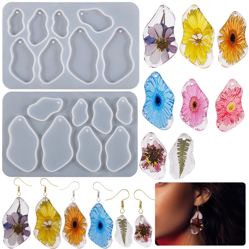 Factory Directly sale Mirror Resin Earring Pendant Silicone Mold Geometric Plane Earpendant keychain Molds