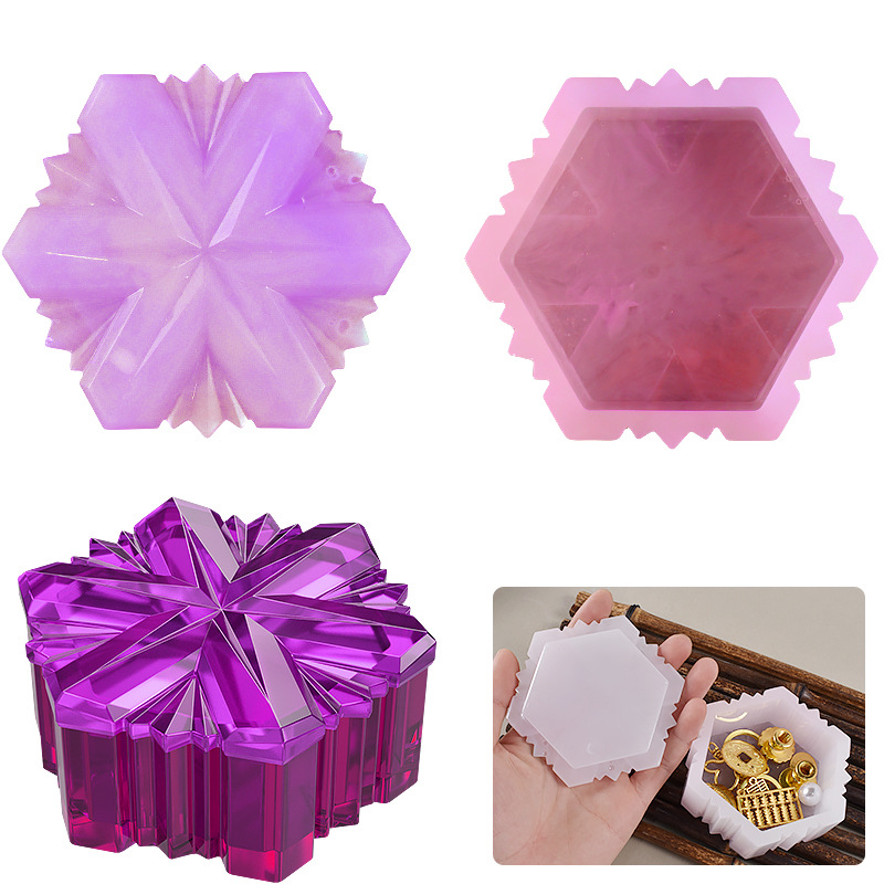 Hexagram Storage Box Resin Molds Hexagram Silicone Resin Box Molds Hexagram Storage Container with Lid Epoxy Molds Silicone for Resin Casting, Jewelry, Candy