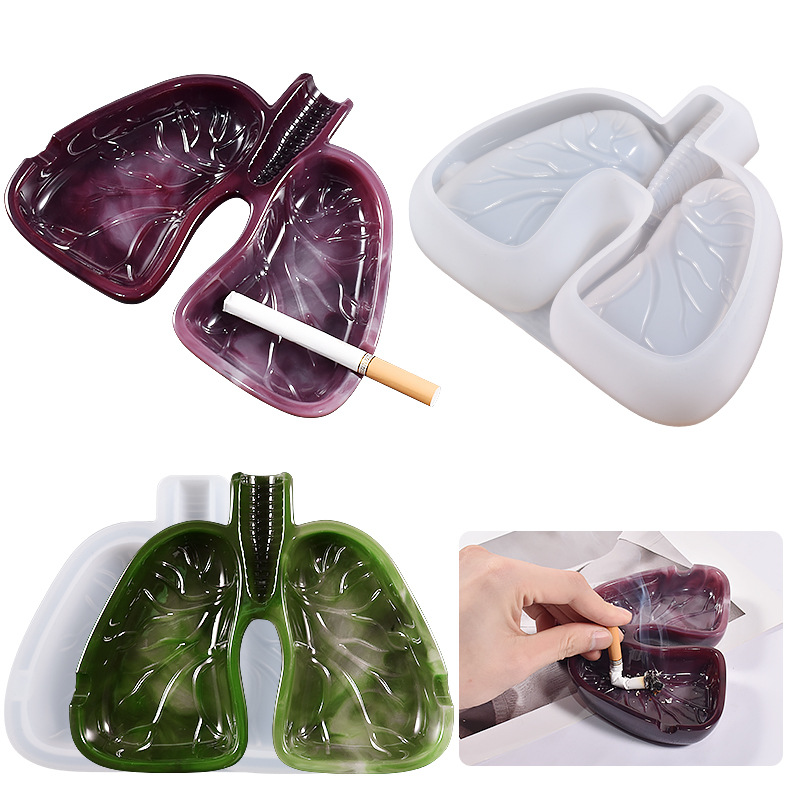 Ashtray Silicone Resin Mold Lung Shaped Epoxy Silicone Casting Molds for Ash Tray Cigarette Smoke Holder, 3D DIY Making Decor Crafts