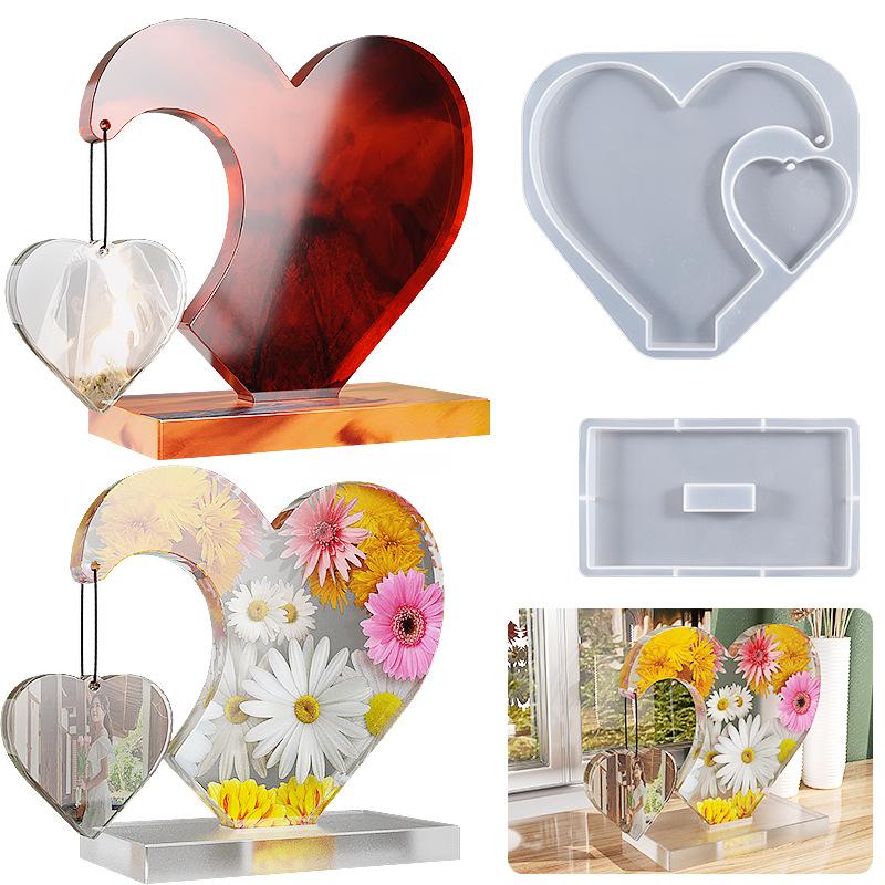 Heart Resin Molds for Photo Frame, Heart Shaped Silicone Molds Picture Frames Epoxy Casting Moulds for DIY Art Craft, Home Office Table Decorations, Christmas Gifts