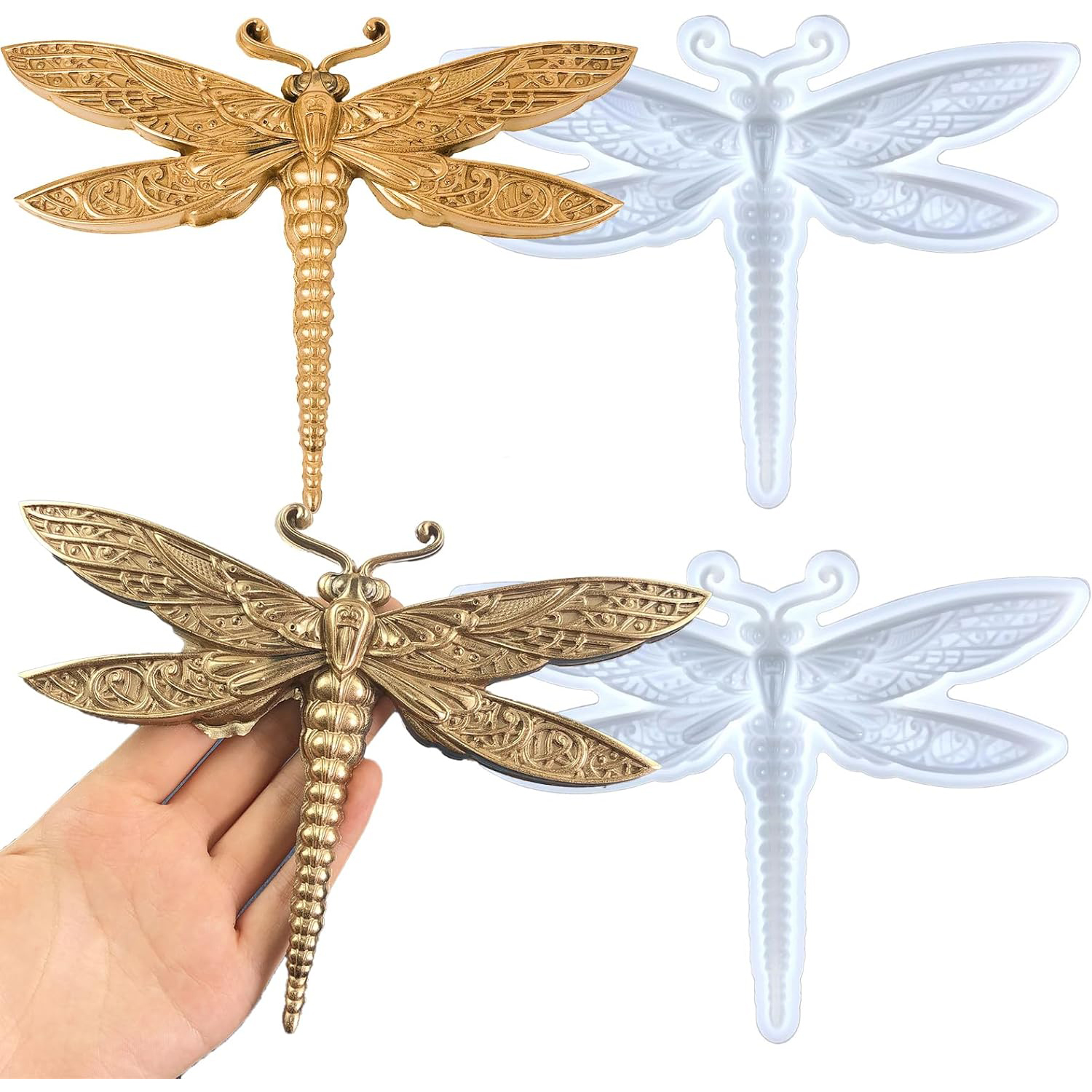 Large Epoxy Resin Dragonfly Shape Molds 3D Unique Animal Pendant Wall Hanging Mould Resin Accessories Insect Series Chocolate Cake Fondant Decorating SMold