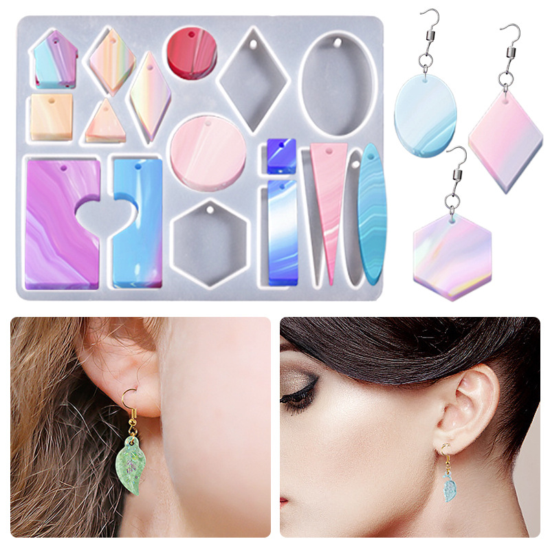 New 9 Shapes Earrings Pendants Irregular Geometric Earrings Pendants Resin Jewelry Silicone Molds for DIY Making