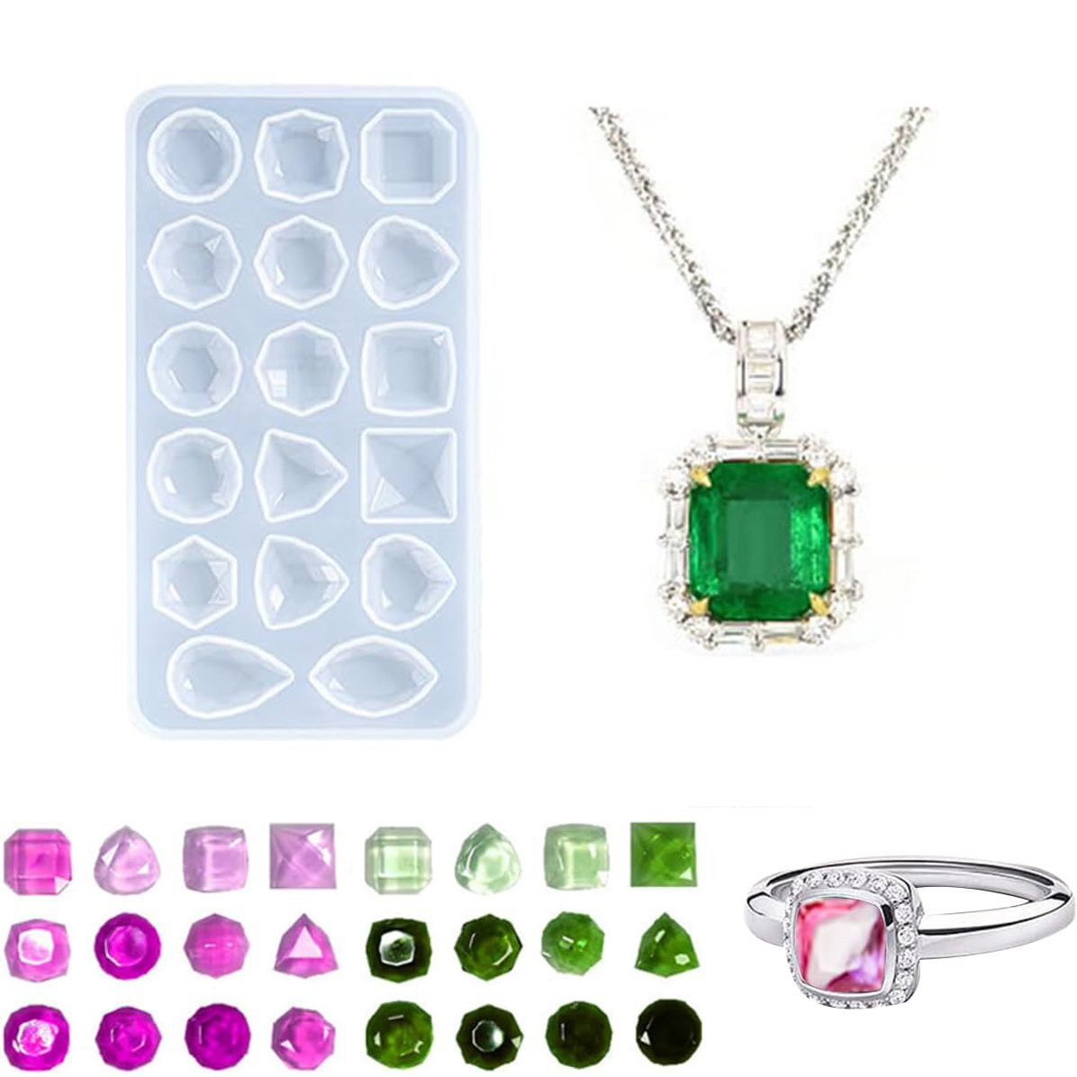 Hot Selling Gemstone Resin Molds Silicone,Resin Molds Jewelry,Resin Jewelry Casting Molds for Making Earrings