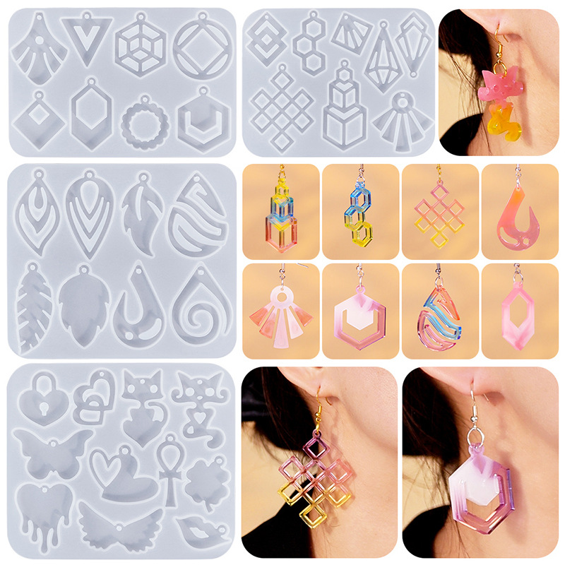 4 Shapes Vintage Style Earrings Resin Silicone Molds Love Cat Pendant Molds Factory Directly Wholesale