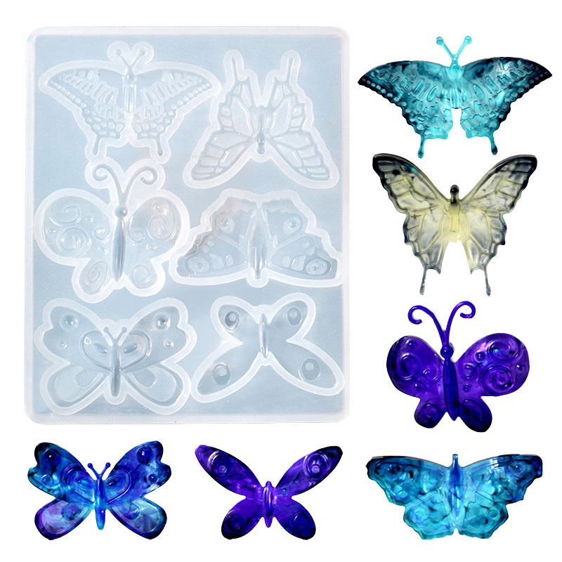 New Butterfly Resin Mold 6 Styles Butterfly Jewelry Pendant Mold for Keychain Earring Necklace Brooch Crafts DIY