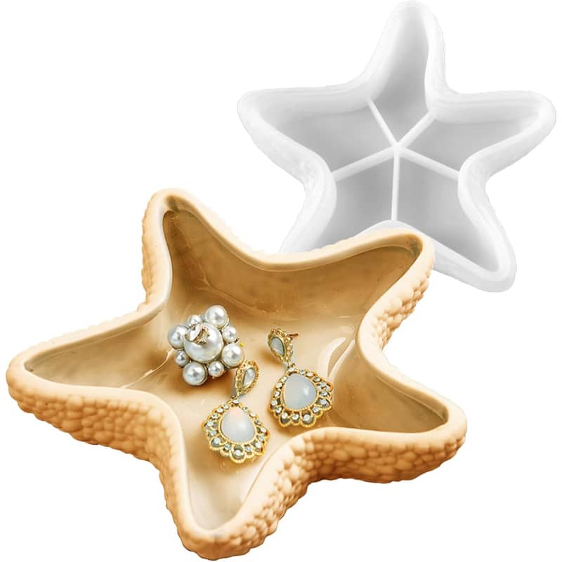 Starfish Tray Silicone Mold Candle Holder Jewelry Plate Silicone Mold Epoxy Resin Tray Mold Display Trinkets Container Storage Dish Mold for Resin