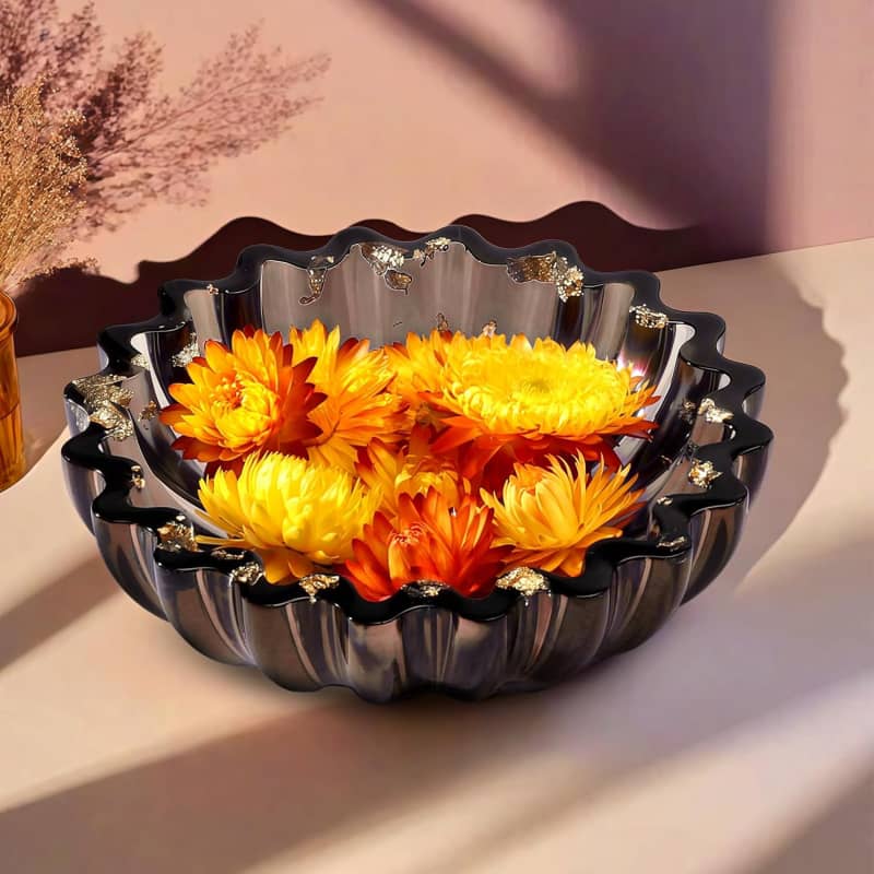 Resin Molds for Bowl, 5.24 x 1.65 inches Flower Tray Silicone Molds for Resin DIY Jewelry Holder Trinket Container Box Candle Holder