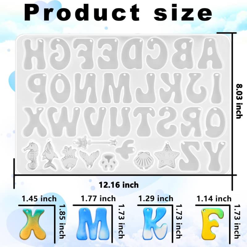 New Alphabet Resin Molds with Hole, Reversed Alphabet Silicone Molds for Epoxy Resin, Letter Resin Molds for Keychain Jewelry Pendant Making