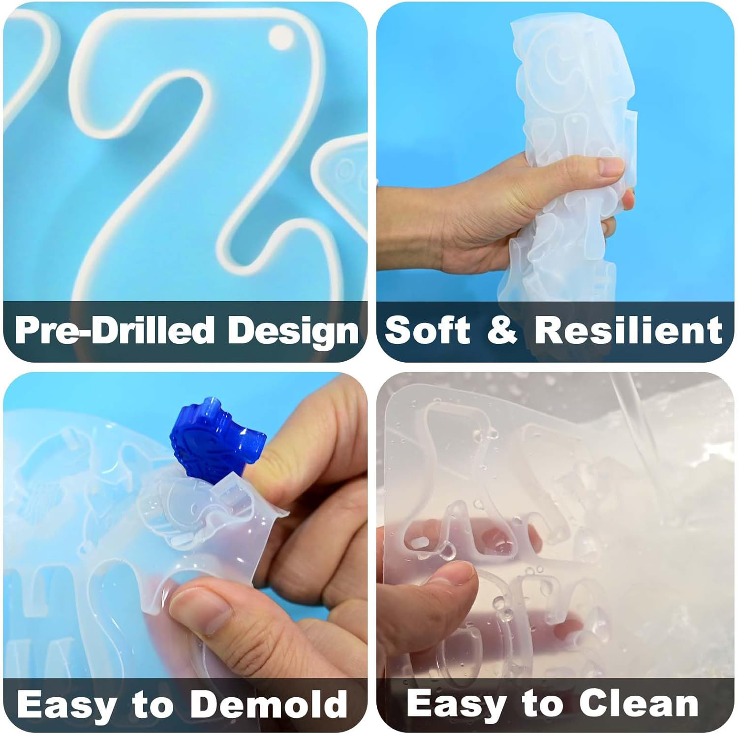 New Alphabet Resin Molds with Hole, Reversed Alphabet Silicone Molds for Epoxy Resin, Letter Resin Molds for Keychain Jewelry Pendant Making