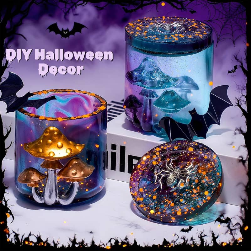 Mushroom Canister Silicone Molds with Lid for Epoxy Resin Casting Silicone Mould DIY Jewelry Organizer Trinket Storage Box Candy Container Candle Jar Flowerpot Cement Crafts Mold