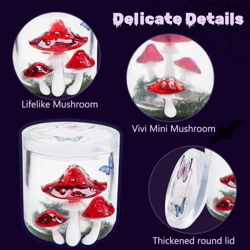 Mushroom Canister Silicone Molds with Lid for Epoxy Resin Casting Silicone Mould DIY Jewelry Organizer Trinket Storage Box Candy Container Candle Jar Flowerpot Cement Crafts Mold