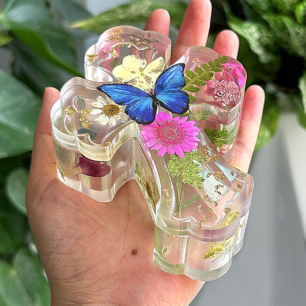 Fancy Cross Box Silicone Mold, Small Jar Storage Mold with Lid