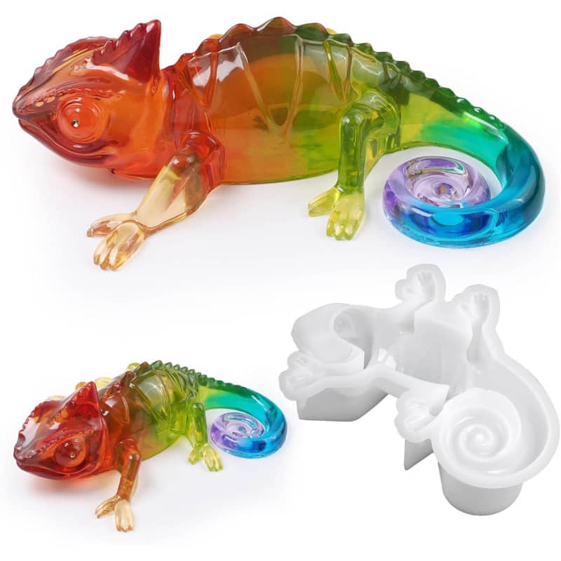 Large Chameleon Resin Molds Silicone 3D Animal Epoxy Resin molds Lifelike Deep Lizard Silicone Molds for Resin Crafts DIY Art Home Decor & Gifts