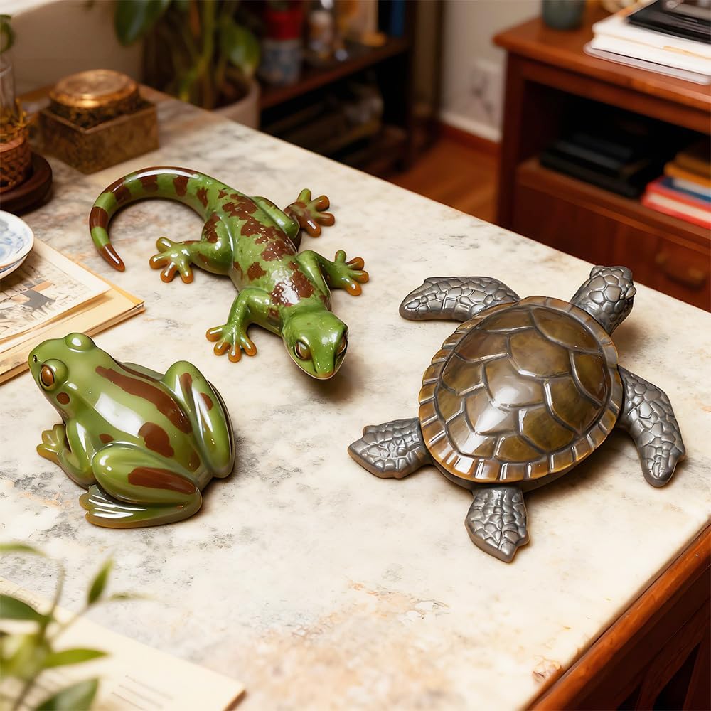 3ps Turtle Frog and Lizard Shapes Silicone Molds for Epoxy Resin 3D Lifelike Animal Molds DIY Art Craft Resin Casting Home Decoration
