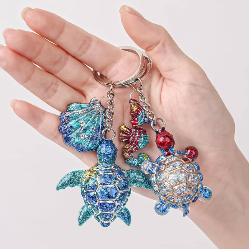 Shell Starfish Gypsum Candle Resin Casting Molds, Cute Sea Turtle Shape Epoxy Mold for DIY Craft, Keychain, Micro Landscape Decor
