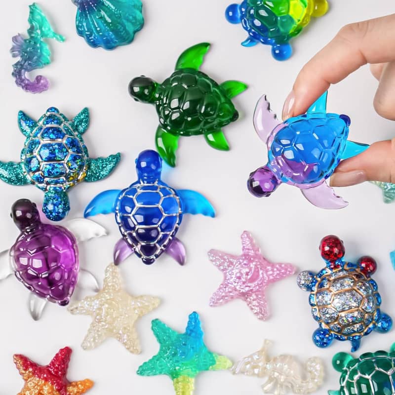 Shell Starfish Gypsum Candle Resin Casting Molds, Cute Sea Turtle Shape Epoxy Mold for DIY Craft, Keychain, Micro Landscape Decor