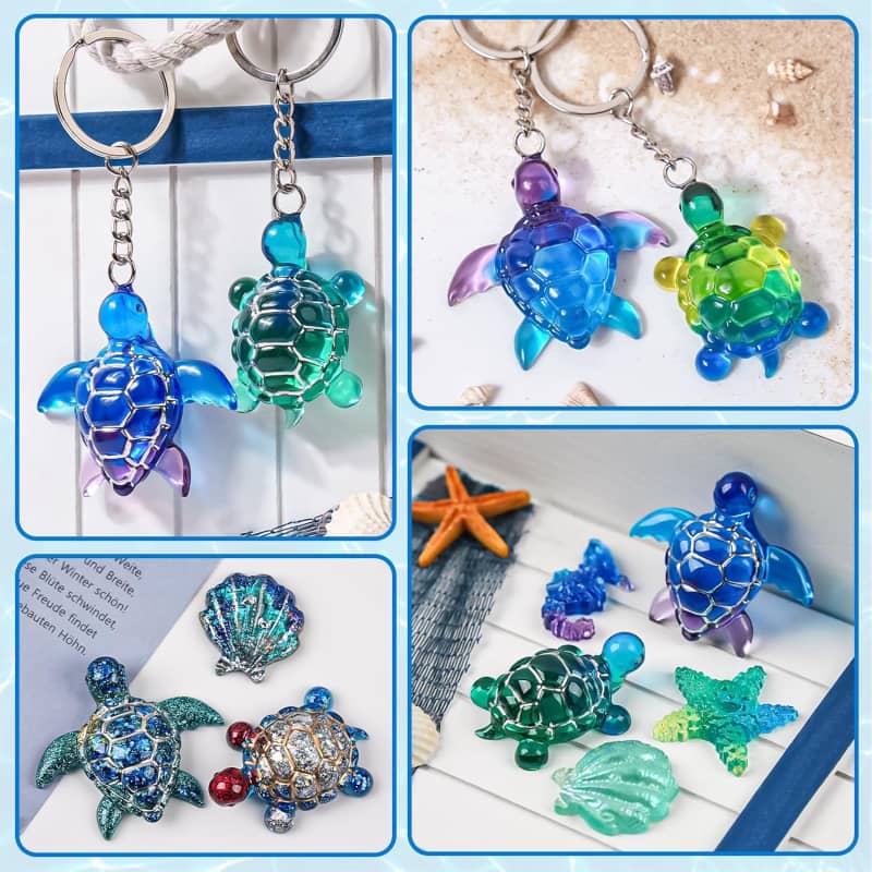 Shell Starfish Gypsum Candle Resin Casting Molds, Cute Sea Turtle Shape Epoxy Mold for DIY Craft, Keychain, Micro Landscape Decor