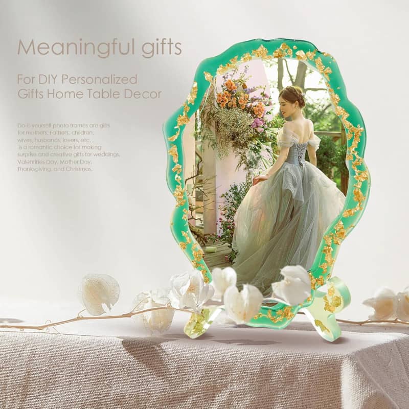 Frame Resin Molds with Stand Holder, Rectangle & Oval of Irregular Edge Frame Silicone Molds for Resin Casting, DIY Personalized Gifts Home Decor (2 Sets)