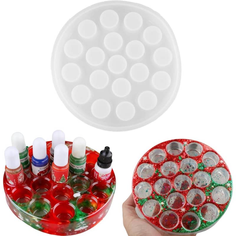 Resin Pigment Organizers Resin Mold, Multi-Slot Resin Colorant Rack Silicone Casting Mould, Jewelry Dye Essential Oils Storage Holder Mold,Home Decor