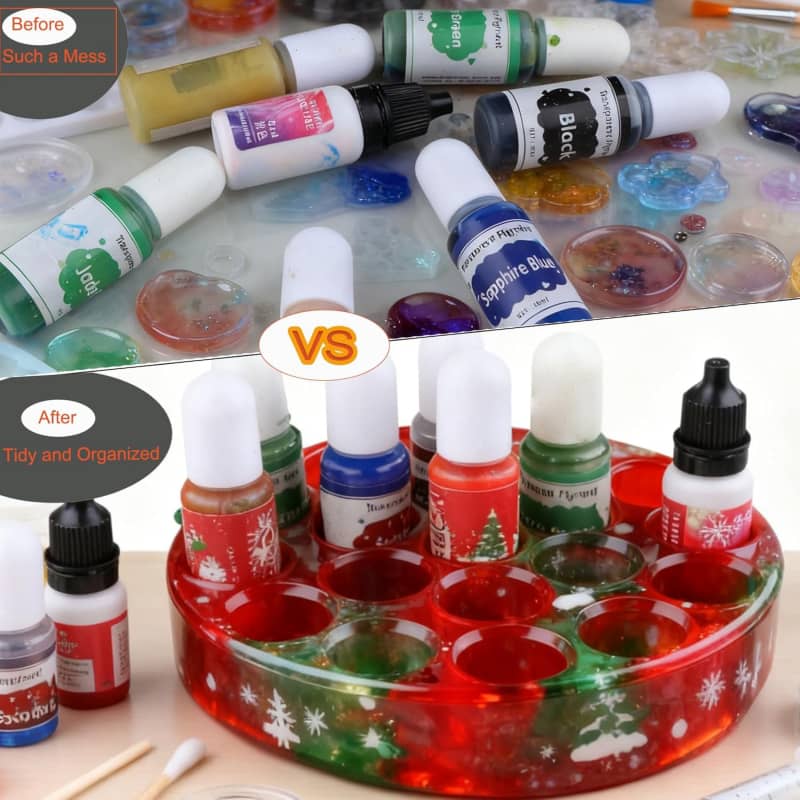 Resin Pigment Organizers Resin Mold, Multi-Slot Resin Colorant Rack Silicone Casting Mould, Jewelry Dye Essential Oils Storage Holder Mold,Home Decor