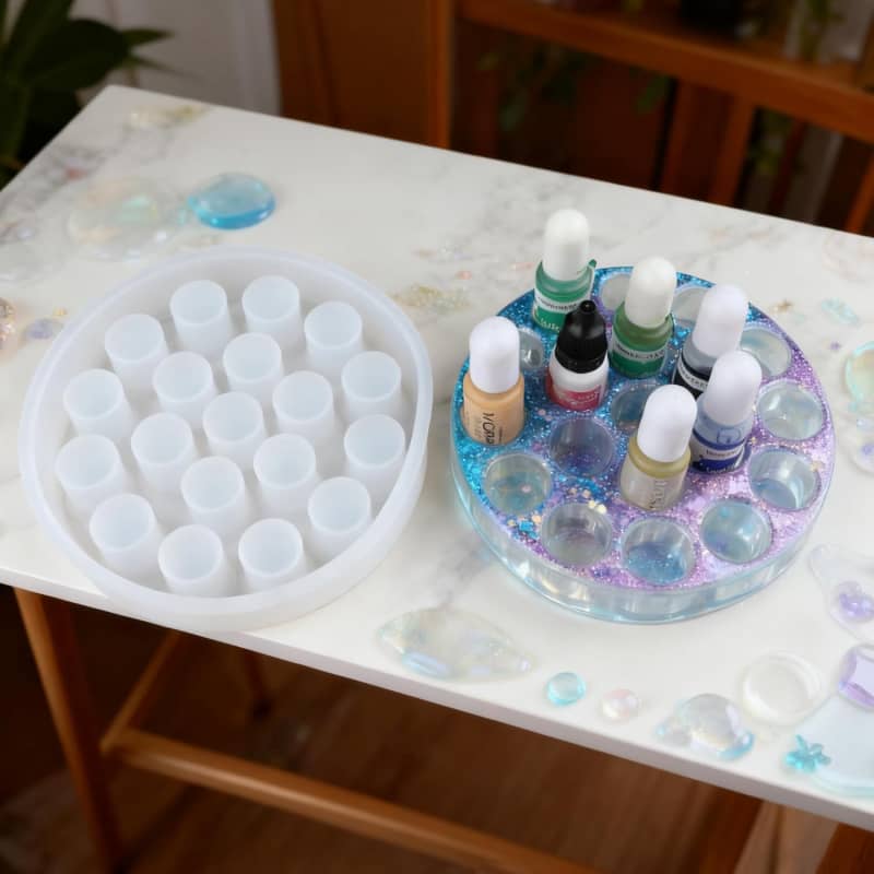 Resin Pigment Organizers Resin Mold, Multi-Slot Resin Colorant Rack Silicone Casting Mould, Jewelry Dye Essential Oils Storage Holder Mold,Home Decor