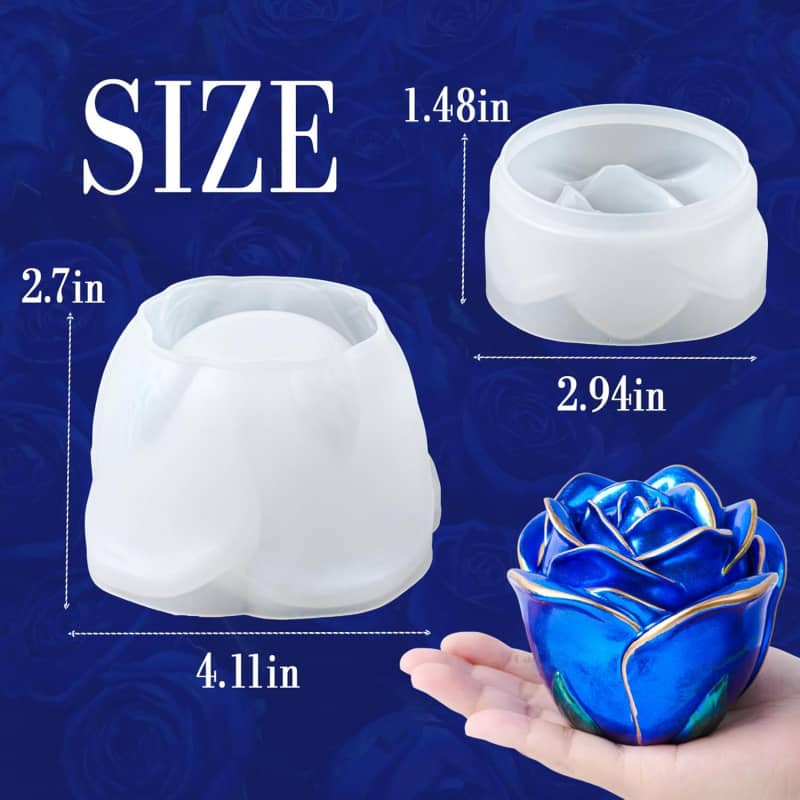 Rose Shape Candle Jar with Lid Concrete Mould Cement Planter Candle Vessels Candlestick Craft Gift Mold Resin Jar Molds Jewelry Container Flowerpot Casting Mould