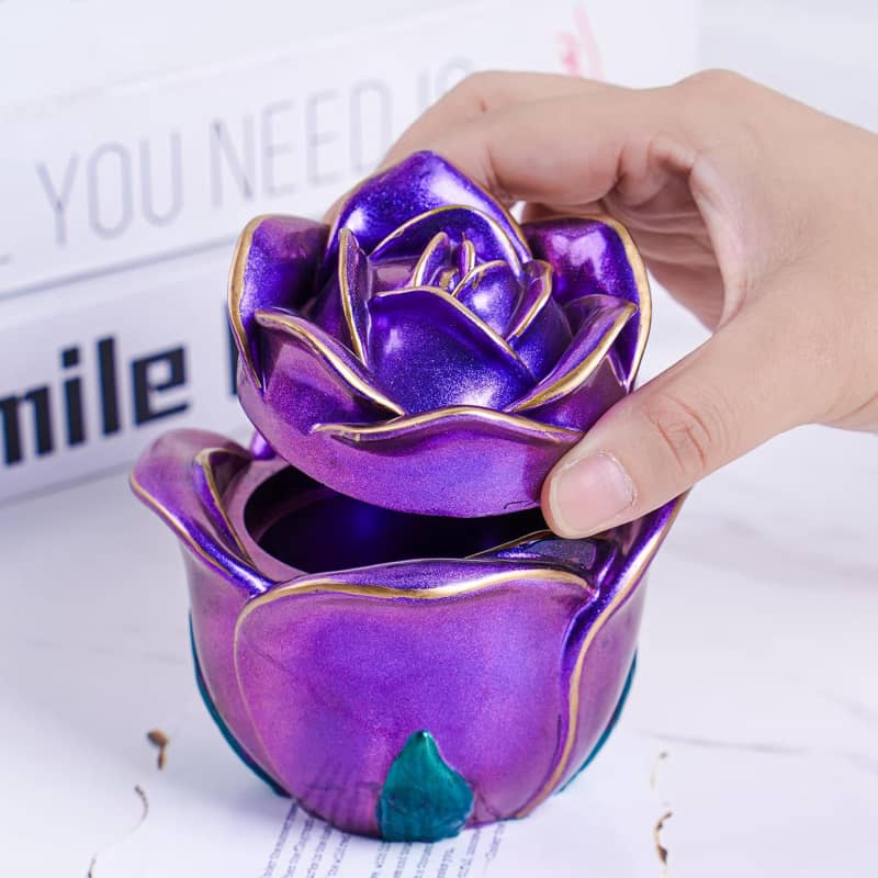 Rose Shape Candle Jar with Lid Concrete Mould Cement Planter Candle Vessels Candlestick Craft Gift Mold Resin Jar Molds Jewelry Container Flowerpot Casting Mould