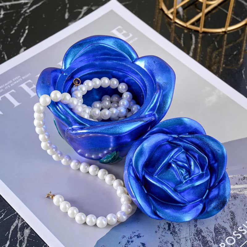 Rose Shape Candle Jar with Lid Concrete Mould Cement Planter Candle Vessels Candlestick Craft Gift Mold Resin Jar Molds Jewelry Container Flowerpot Casting Mould