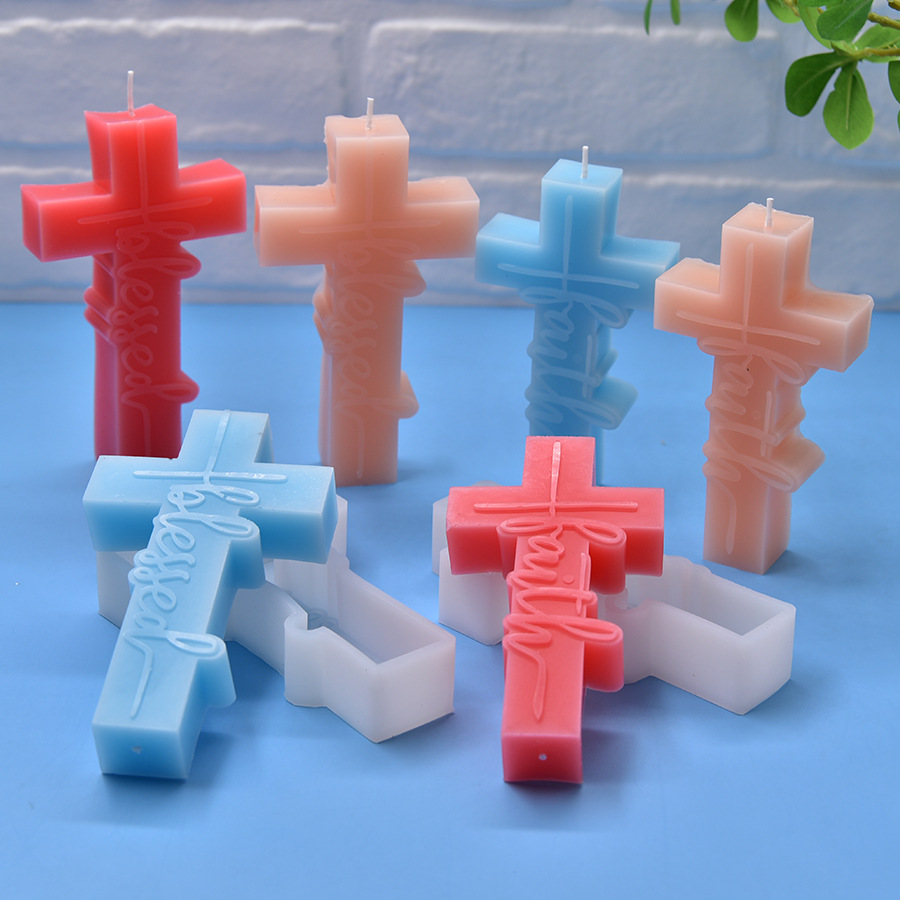 Faith Cross and Blessed Cross Shape Car-Freshie Silicone Molds Set, Epoxy Resin Pendant Candle Moulds, 2PCS