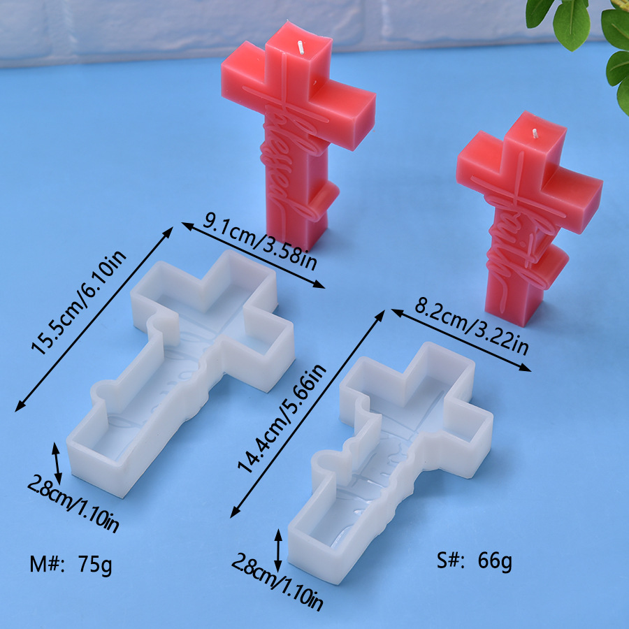 Faith Cross and Blessed Cross Shape Car-Freshie Silicone Molds Set, Epoxy Resin Pendant Candle Moulds, 2PCS