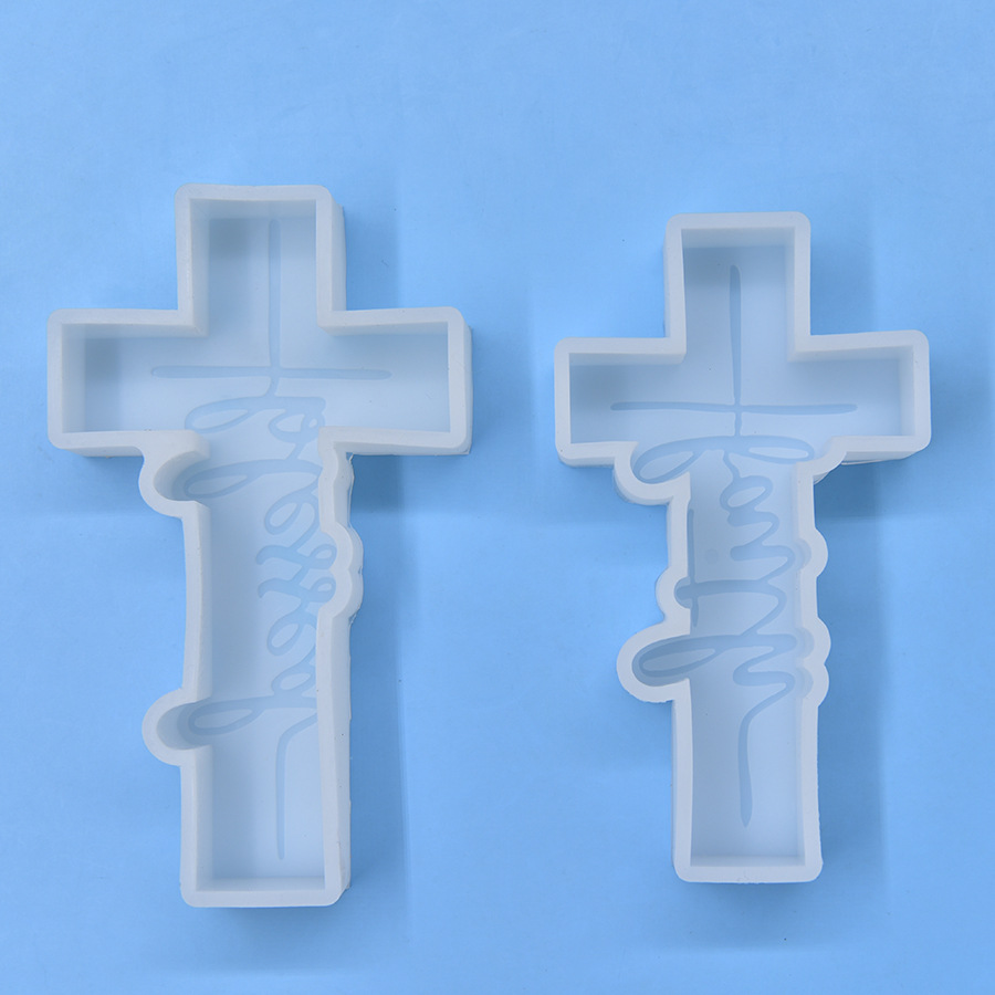 Faith Cross and Blessed Cross Shape Car-Freshie Silicone Molds Set, Epoxy Resin Pendant Candle Moulds, 2PCS