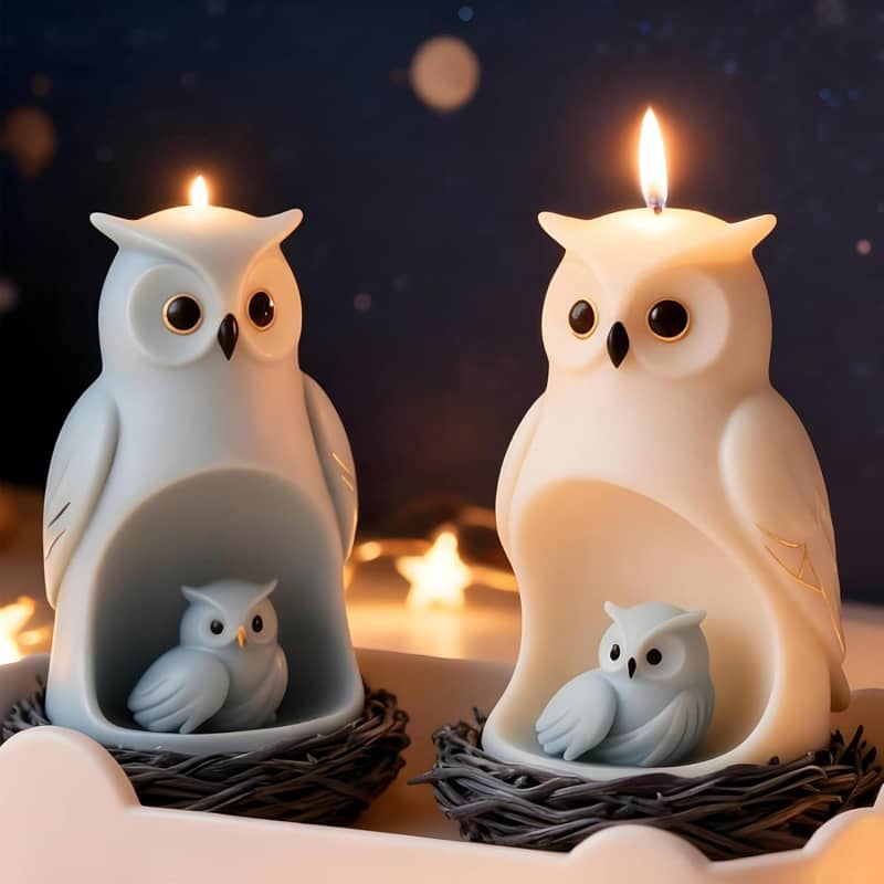 Owl Resin Candle Soap Molds, Cute Owl Silicone Molds Set, 3D Animal Mold for Chocolate Fondant Cake Decorating, Jewelry Pendant Keychain Epoxy Resin Casting