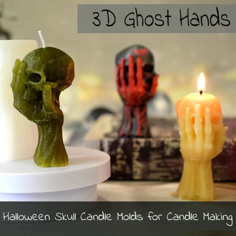 Halloween Skull Candle Molds, 3D Ghost Hand Skull Silicone Molds for Epoxy Resin Casting Aromatherapy Soap Candle Making Molds