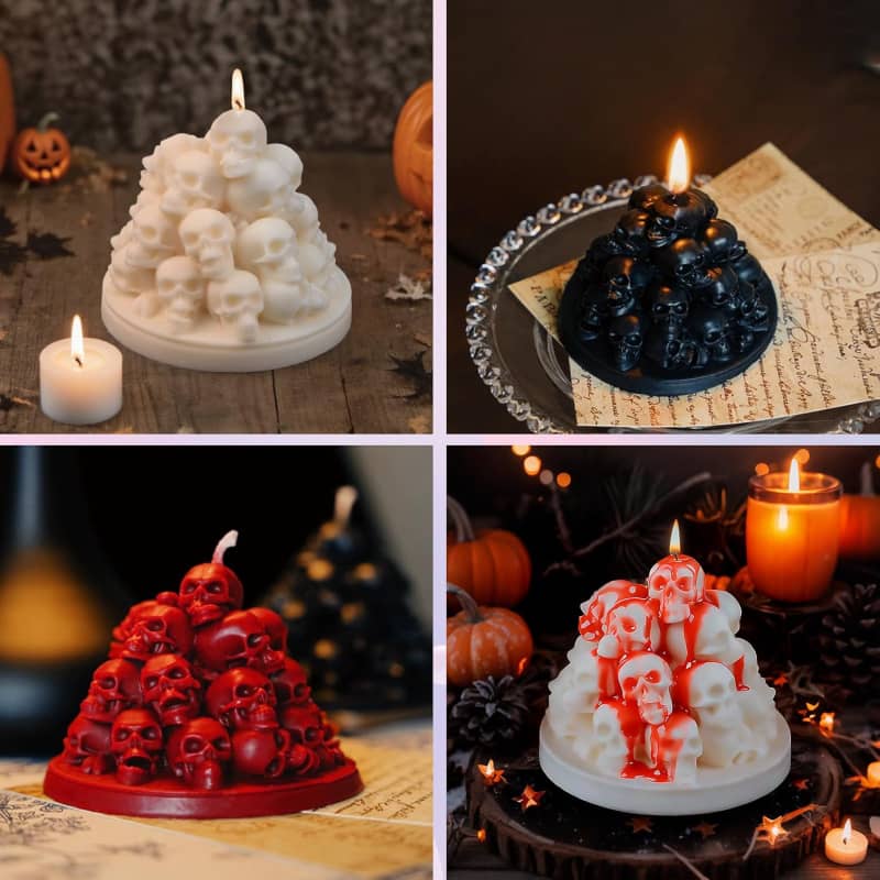 Skull Candle Molds for Candle Making, Halloween Silicone Mold for Epoxy Resin Candles Wax Soap Plaster Cement Concrete Home Party Decorations