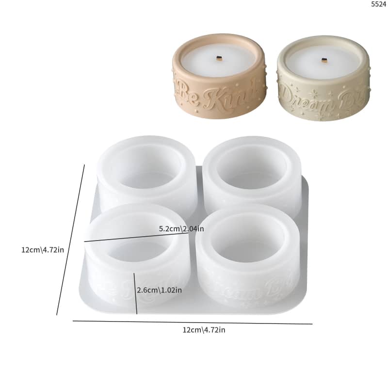 Relief English word gesture candle cup silicone mold DIY plaster polka dot four-candle holder decorative silicone mold