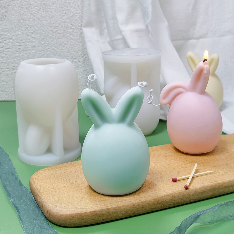 Easter Bunny Candle Silicone Mold, DIY Rabbit Scented Candle Plaster Mold