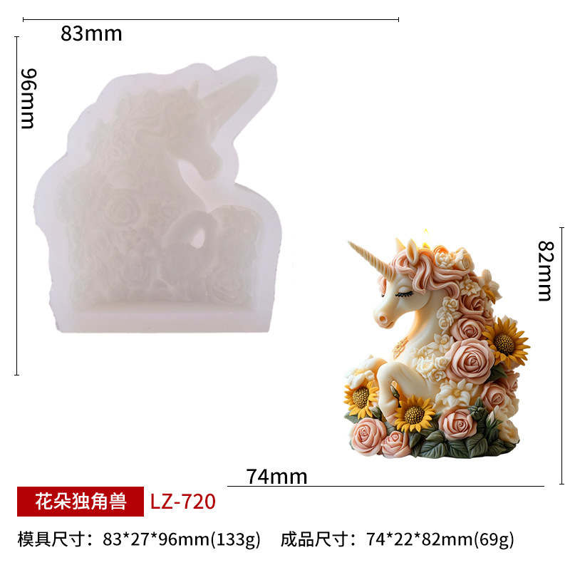 Flower Unicorn Aromatherapy Candle Silicone Mold - DIY Dreamy Unicorn Flower Candle Silicone Mold