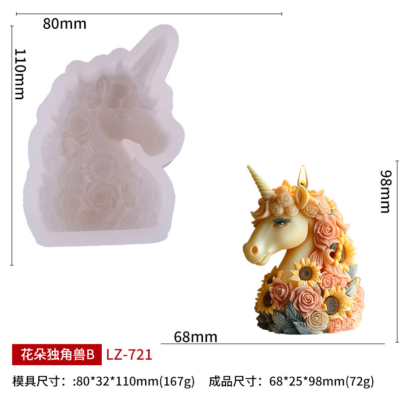 Flower Unicorn Aromatherapy Candle Silicone Mold - DIY Dreamy Unicorn Flower Candle Silicone Mold