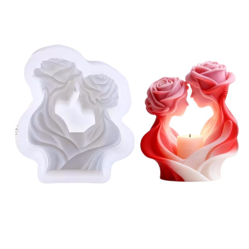 Rose Love Scented Candle Silicone Mold DIY Valentine's Day Gift Decoration Mold Wedding Diffuser Stone