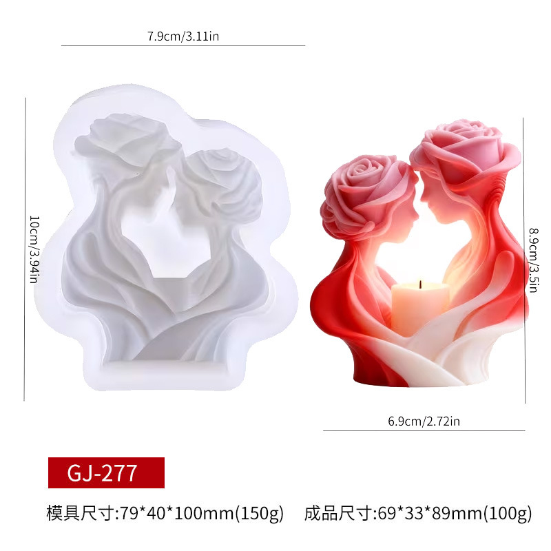 Rose Love Scented Candle Silicone Mold DIY Valentine's Day Gift Decoration Mold Wedding Diffuser Stone