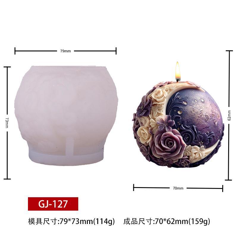 Moon Flower Fragrance Scented Candle Silicone Mold DIY Three-Dimensional Moon Flower Ball-shaped Diffuser Stone Decoration Silicone mold