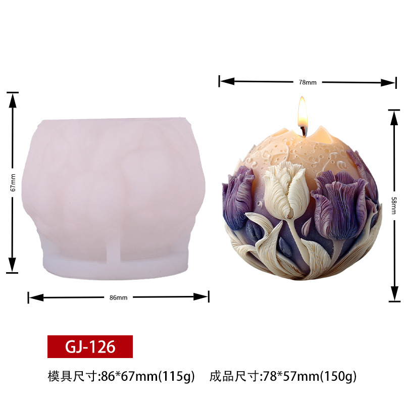 Moon Flower Fragrance Scented Candle Silicone Mold DIY Three-Dimensional Moon Flower Ball-shaped Diffuser Stone Decoration Silicone mold