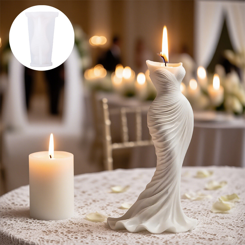 Silk skirt fragrance-scented candle silicone mold DIY wedding candle creative decorative 3D mold