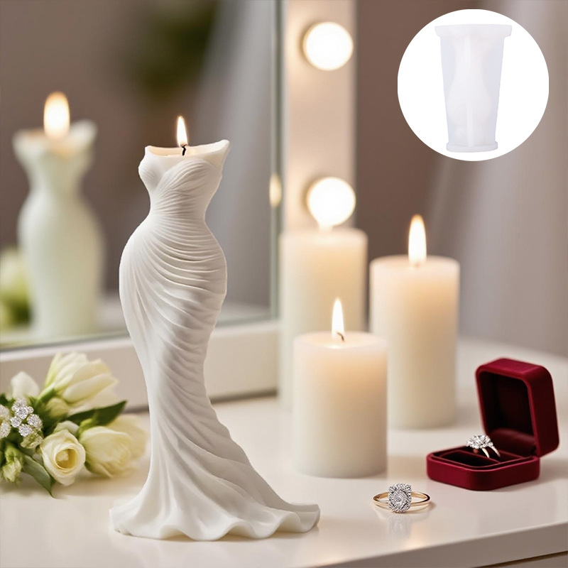 Silk skirt fragrance-scented candle silicone mold DIY wedding candle creative decorative 3D mold