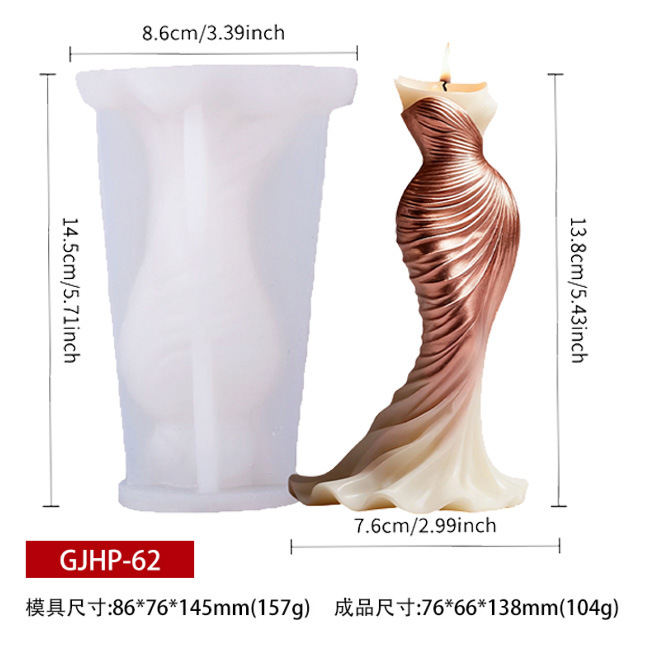 Silk skirt fragrance-scented candle silicone mold DIY wedding candle creative decorative 3D mold