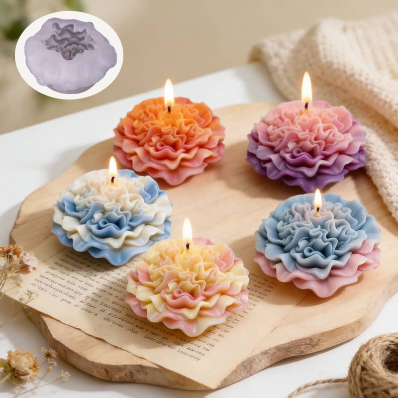 Carnation Scented Candle Silicone Molds, Handmade Soap, Aromatherapy Plaster, Cake Decorating and Baking Molds Wholesale