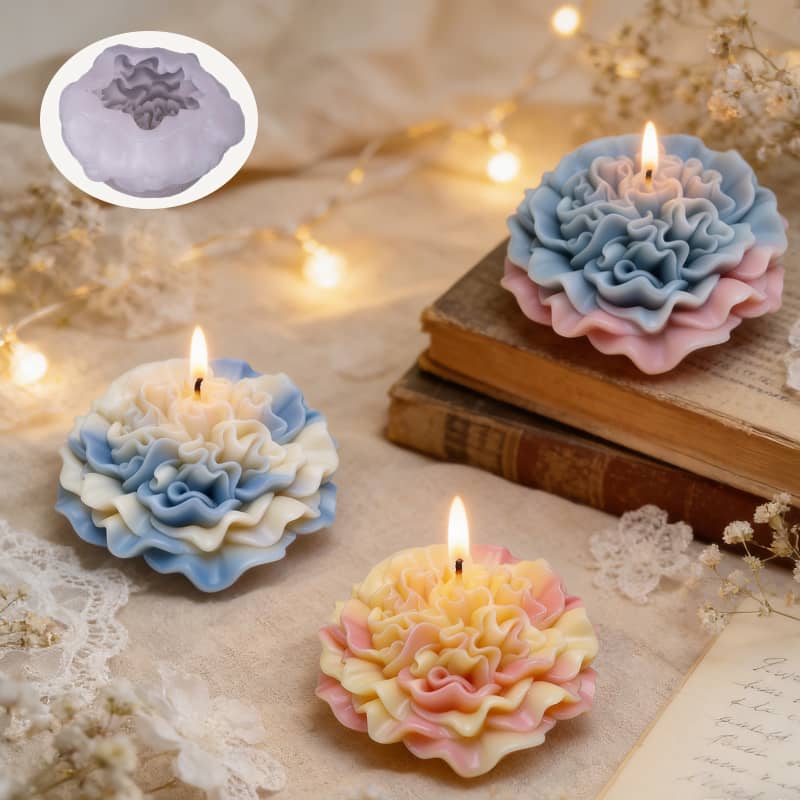 Carnation Scented Candle Silicone Molds, Handmade Soap, Aromatherapy Plaster, Cake Decorating and Baking Molds Wholesale