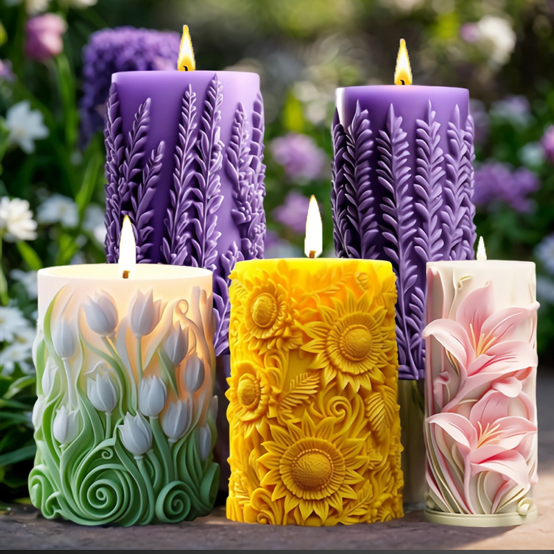 Tulip-shaped candle silicone mold, DIY sunflower flower cylindrical gift fragrance diffuser mold