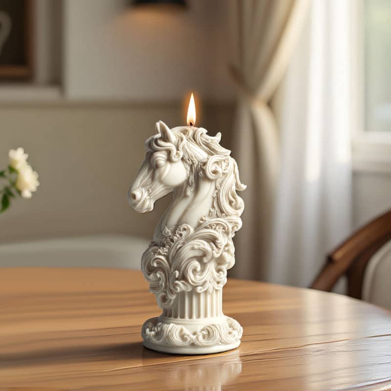 Horse Totem Aromatherapy Candle Silicone Mold DIY Classical Horse Head-shaped Candle Relief Roman Column Decorative Mold